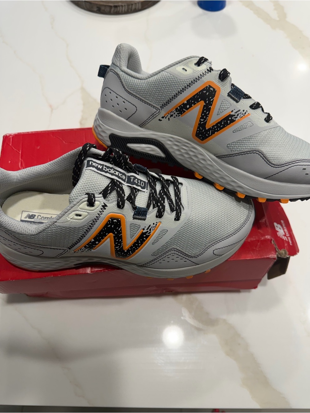 New Balance T410 Gray with Orange Accent Athletic Shoes - 9 wide